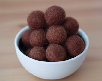 Chocolate Wool Felt Pom Pom Balls