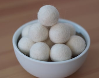Ivory Wool Felt Pom Pom Balls