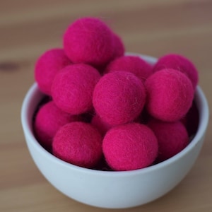 Hot Pink Wool Felt Pom Pom Balls image 1