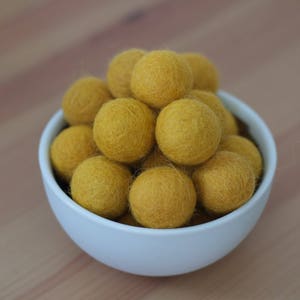 Mustard Felt Pom Pom Balls