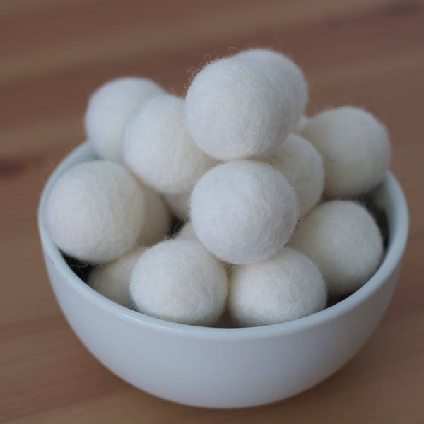 White Wool Felt Pom Pom Balls