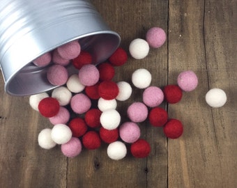 Love is Patient, Valentine's Day Felt Ball Set, Red and Pink