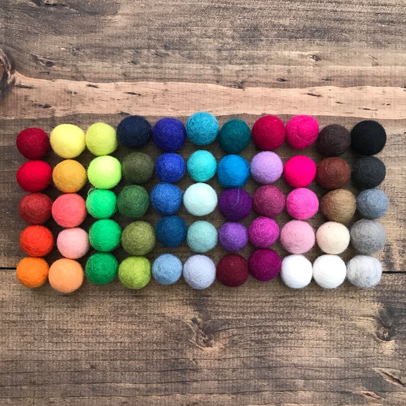 Chocolate Wool Felt Pom Pom Balls set of 12