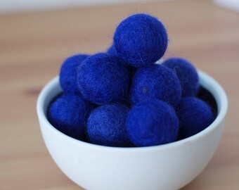 Royal Blue Wool Felt Pom Pom Balls