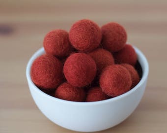 Rust Felt Balls, Felt Pom Pom Balls