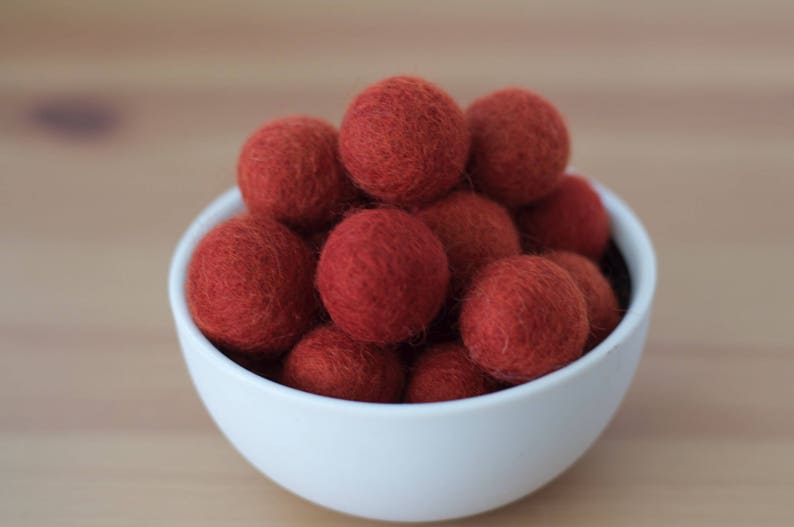 Rust Felt Balls, Felt Pom Pom Balls image 1