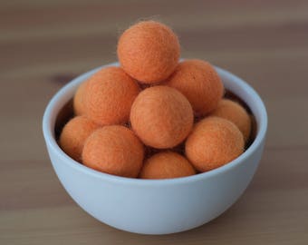 Neon Orange Felt Pom Pom Balls