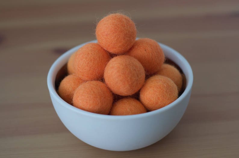 Neon Orange Felt Pom Pom Balls image 1