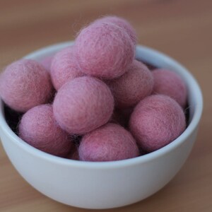 Dusty Rose Wool Felt Pom Pom Balls image 1