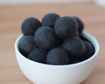 Charcoal Felt Pom Pom Balls