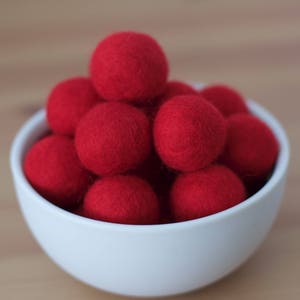 Red Felt Balls, Felt Pom Pom Balls image 1