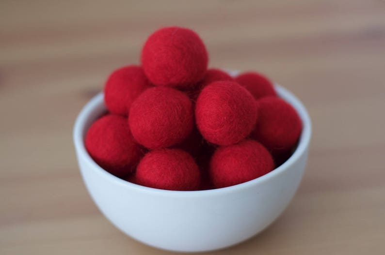 Red Felt Balls, Felt Pom Pom Balls image 1