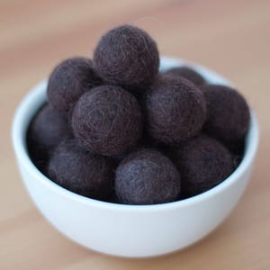Dark Chocolate Wool Felt Pom Pom Balls image 1