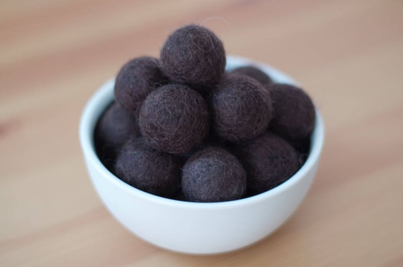 Dark Chocolate Wool Felt Pom Pom Balls image 1