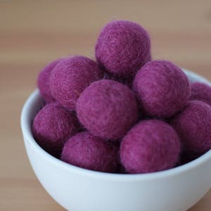 Mauve Wool Felt Pom Pom Balls image 1