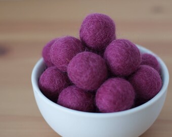 Mauve Wool Felt Pom Pom Balls