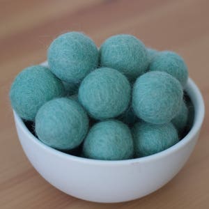 Sea Foam Blue Wool Felt Pom Pom Balls image 1