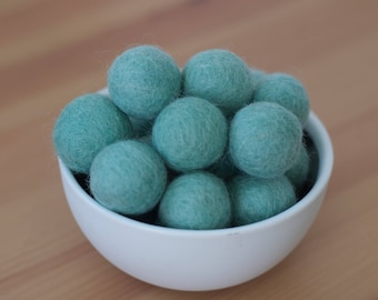 Sea Foam Blue Wool Felt Pom Pom Balls