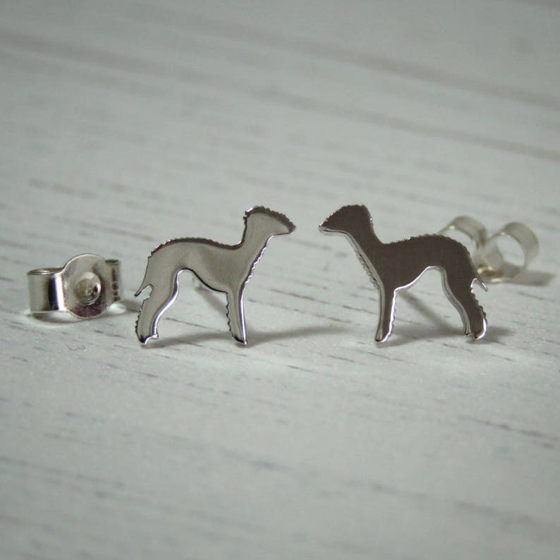 Handmade Sterling Silver Bedlington Terrier Dog Stud Earrings Etsy