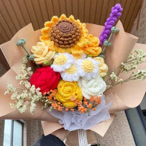 Crochet sunflower,handmade knitted rose,handmade sunflowers,gift for her,home decoration,sunflower gift,birthday gift,mother&#39;s day gift.