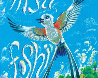 Bird Clan - colored pencil, cartoon, day-time, Chickasaw, Buddy, Buddies, scissortail, bird, flying