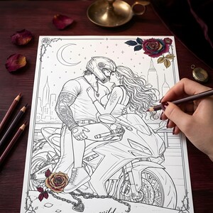 Dark Romance Reading Journal Printable PDF | Coloring Book for Readers | Gothic Book Tracker | BookTok Gift | Spicy Book Journal image 4