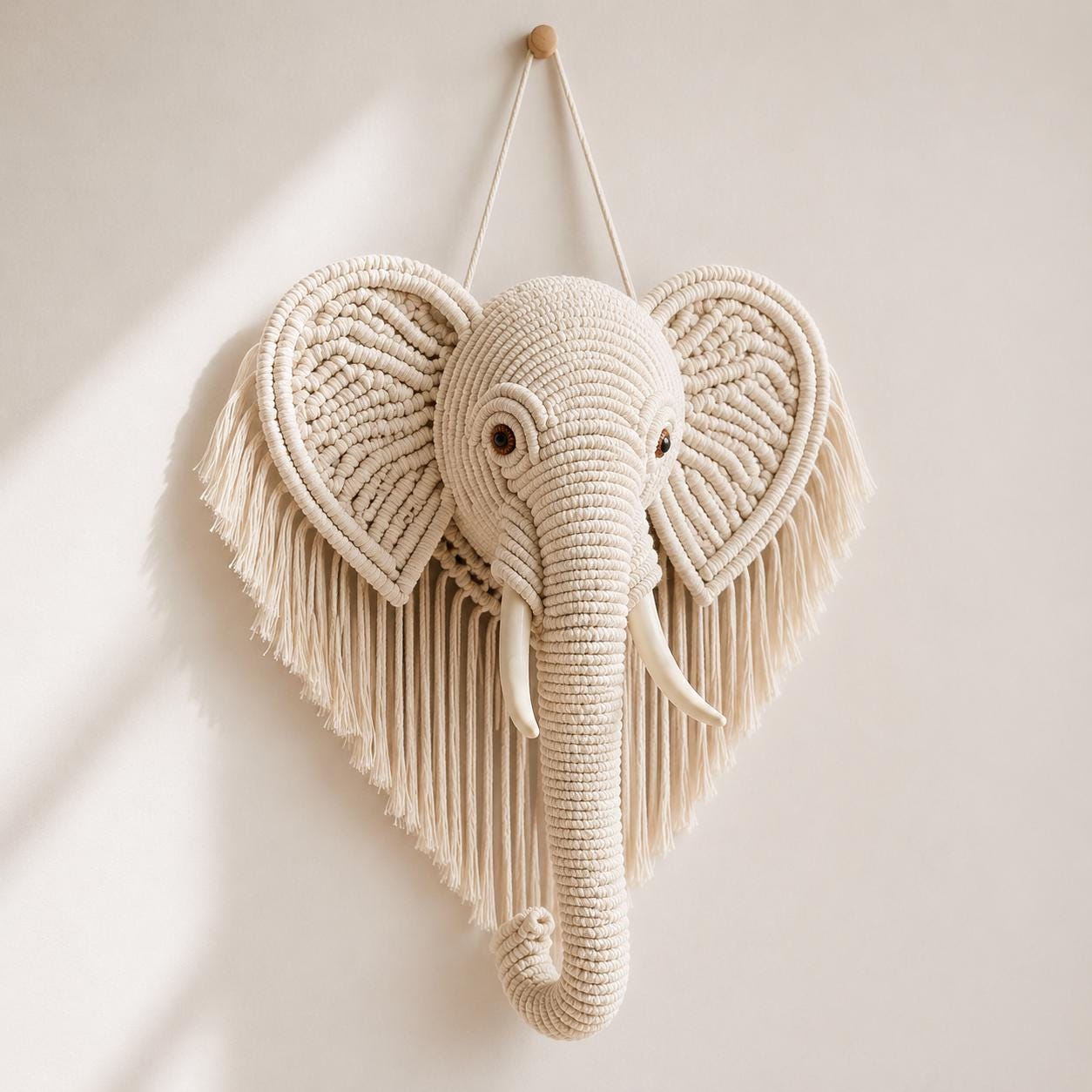 Macrame Elephant Tutorial Macrame Elephant Wall Hanging Pattern PDF, Boho Elephant Crochet ...