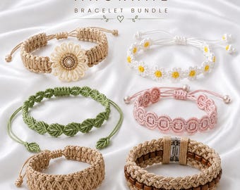 Macrame Bracelet Bundle Pattern | Boho Friendship Bracelets PDF | Handmade Knot Jewelry Tutorial Set | DIY Macrame Wristband Collection