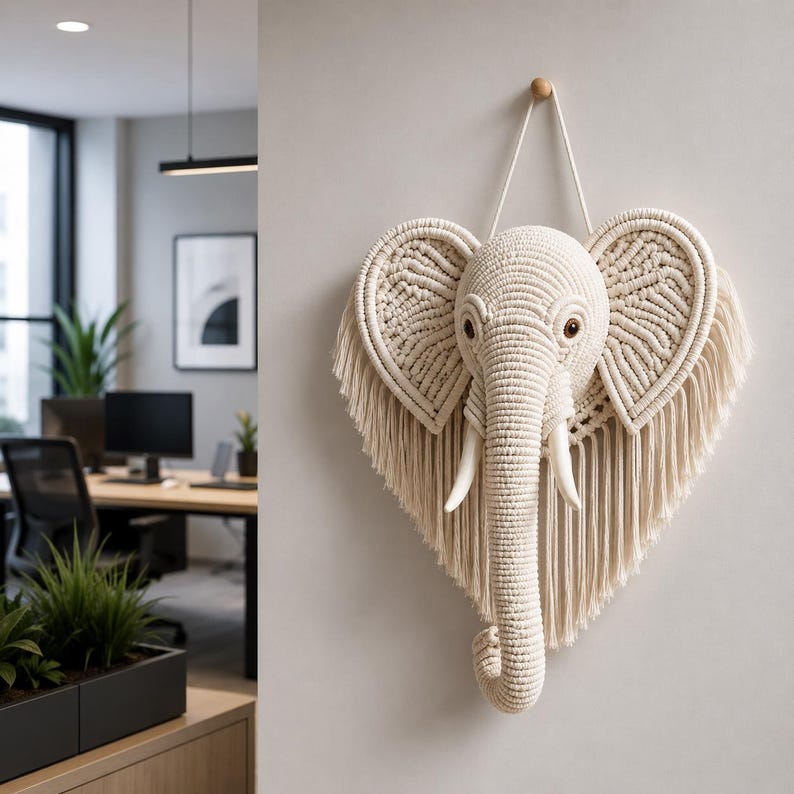 Macrame Elephant Pattern Macrame Elephant Wall Hanging Pattern PDF, Boho Elephant Crochet ...