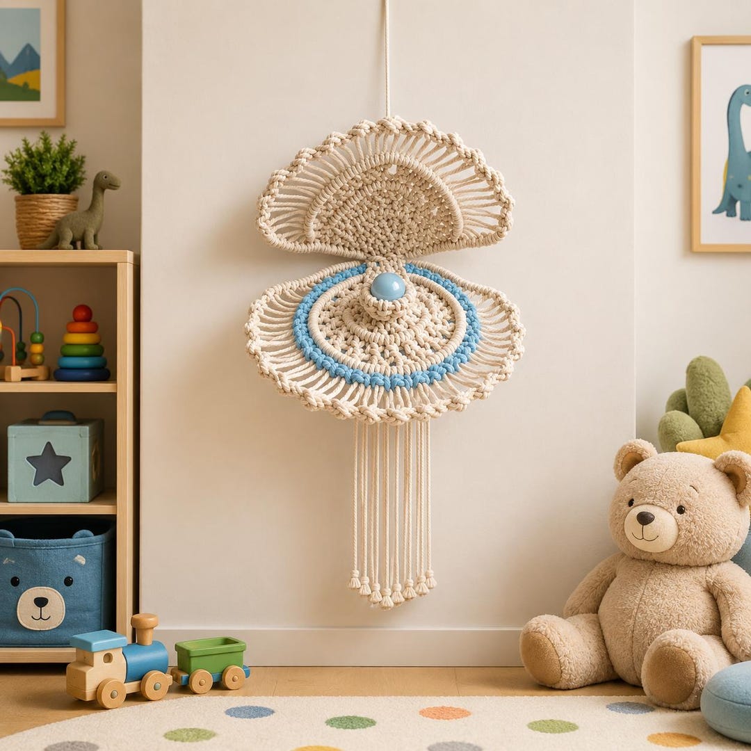 Macrame Seashell Tutorial Macrame Oyster Shell Wall Hanging Pattern PDF, Coastal Nursery Decor ...