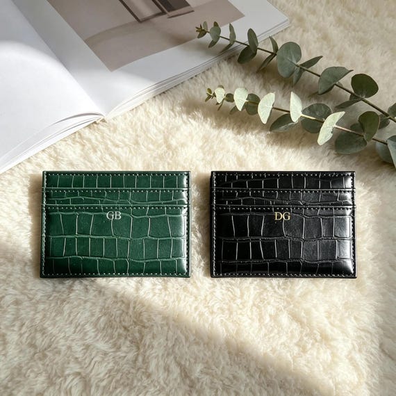 Custom Name Crocodile Card Holder Wallet | Personalized Leather Slim Wallet Gift for Men & Women | Anniversary Gift Idea|Christmas gift