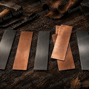 Copper Damascus San Mai Bar | High Carbon Core Billet for Knife Making | Handmade San Mai Damascus Steel Blank Custom Knife Making Material image 2
