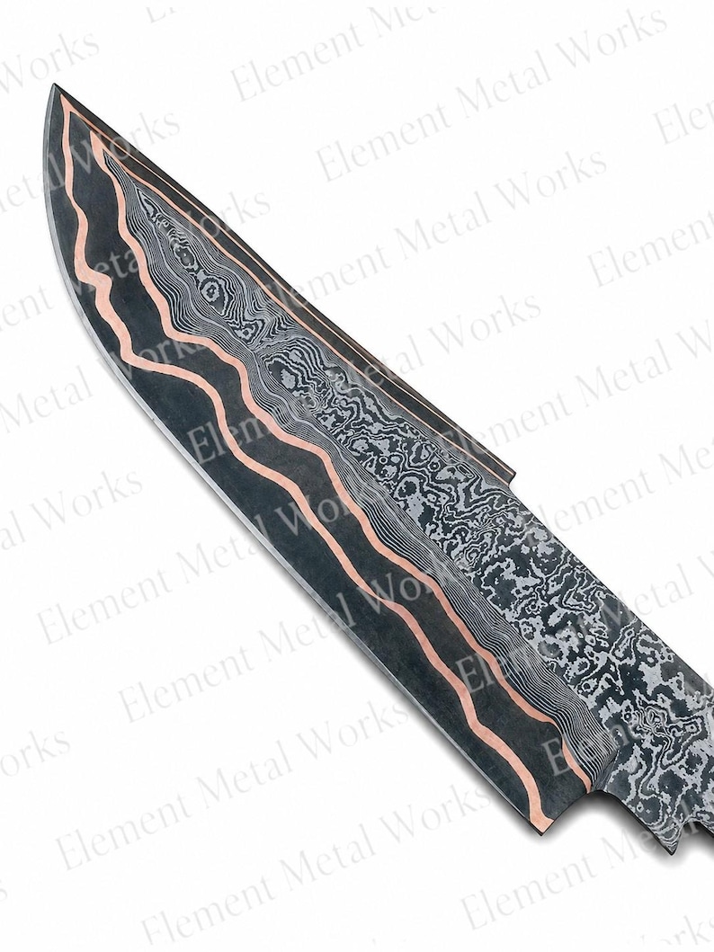 Copper Damascus San Mai Bar | High Carbon Core Billet for Knife Making | Handmade San Mai Damascus Steel Blank Custom Knife Making Material image 8