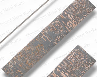 Damascus Steel Copper Billet Blank | Handmade Leather Pattern Damascus Bar | Knife Making Steel Billet | Custom Size Damascus Steel Stock