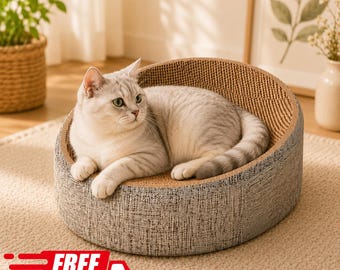 Lit ovale à gratter pour chat en sisal, panier de salon pour chat, protecteur de meubles de nid d'intérieur moderne pour chats et chats