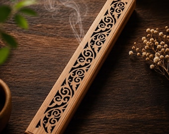 Bamboo Incense Holder Box Japanese Style Wooden Ash Catcher Stick Burner Meditation Zen Home Decor Aromatherapy Gift