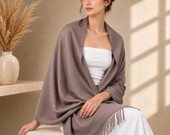 Women’s Soft Wrap Shawl, Elegant Fringed Scarf, Cozy Shoulder Wrap, Wedding Guest Shawl, Formal Evening Wrap, Gift for Her