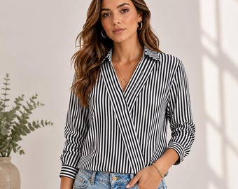 Women’s Casual V-Neck Wrap Blouse