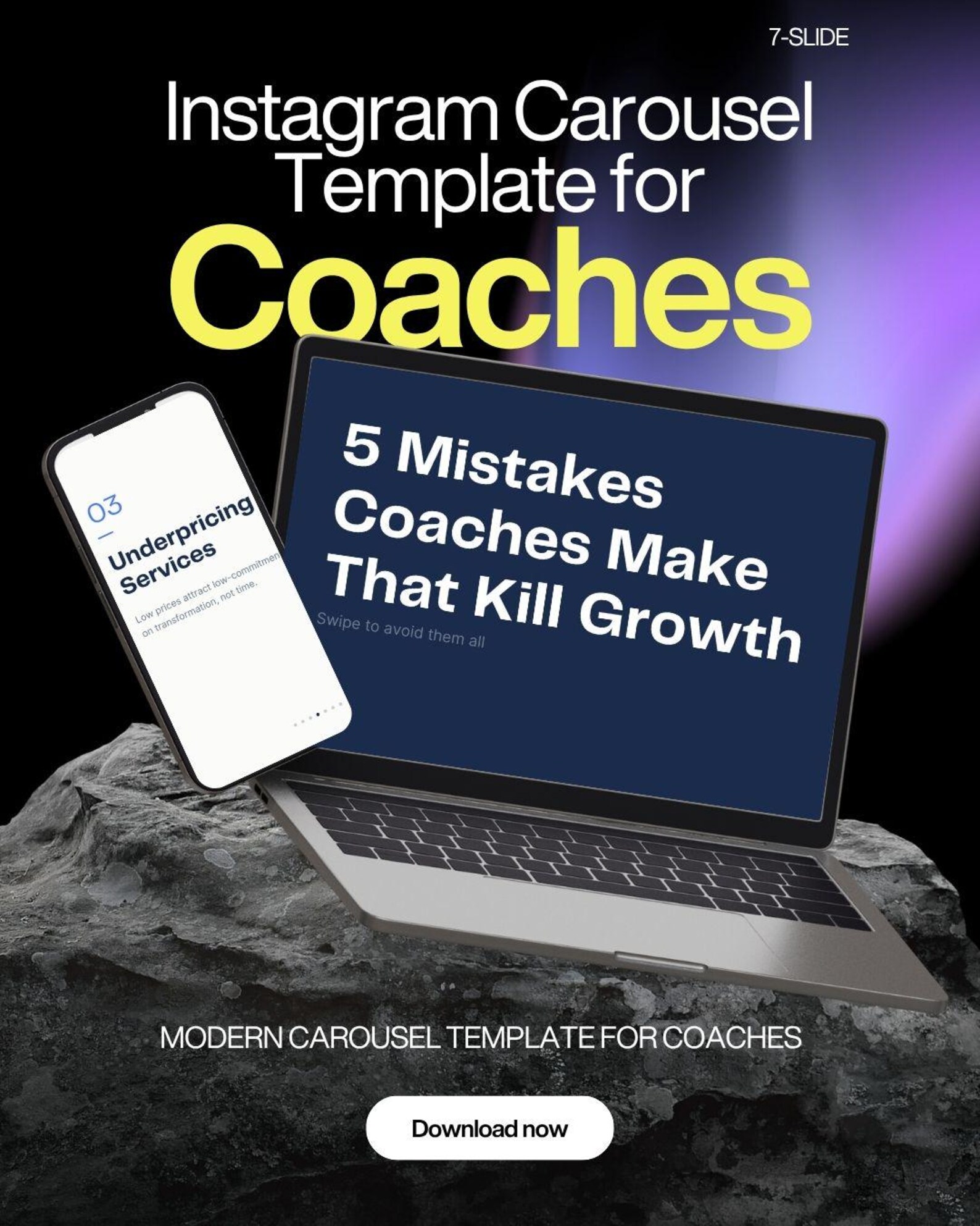 Instagram Carousel Canva Template for Coaches | 7-slide Editable ...