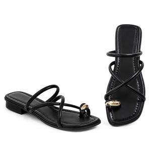 Women's Cross Strap Toe Loop Slide Sandals Lightweight Summer Beach Flats