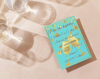 Pop The Bubbly Invite Canva Template
