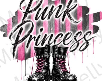Punk Princess Combat Boots Clipart, Pink Grunge Watercolor Graphic (PNG)