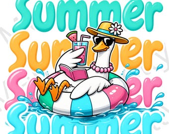 Summer Duck Floatie PNG • Retro Pool Clipart (Digital Download)