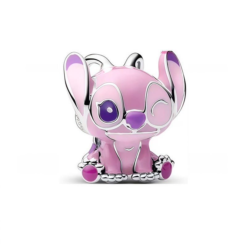 925 Sterling Silver Charms passar Pandora Stitch Angel Blå Rosa Emaljpärlor Utklippt Minnie Daisy Dingel Personliga Smycken Gåva för Kvinnor 1