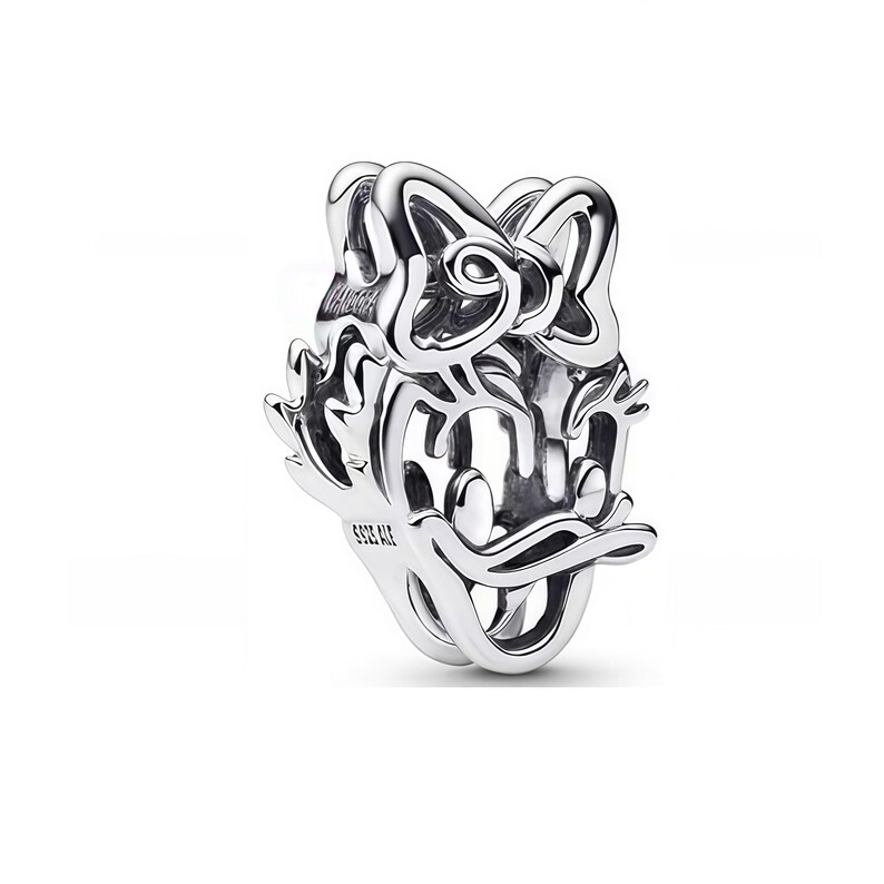 925 Sterling Silver Charms passar Pandora Stitch Angel Blå Rosa Emaljpärlor Utklippt Minnie Daisy Dingel Personliga Smycken Gåva för Kvinnor 10