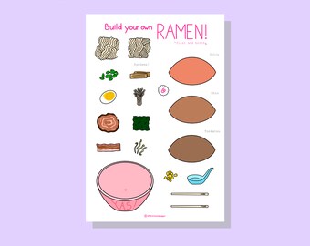 Erstellen Sie Ihr Eigenes Ramen-Aufkleber Blatt | Kawaii Japanisches Essen, Layerable Wasserdichtes Vinyl