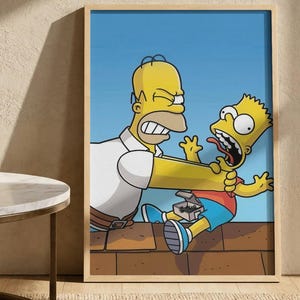 Homer & Bart Simpson-affisch | Rolig Simpsons-väggkonst | Tecknad TV-serietryck | Meme-rumsdekor | Komedipresent till fans