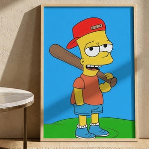 Bart Simpson Poster | Simpsons Wall Art | Cartoon Room Decor | Vintage Cartoon Print | Funny TV Show Poster Gift