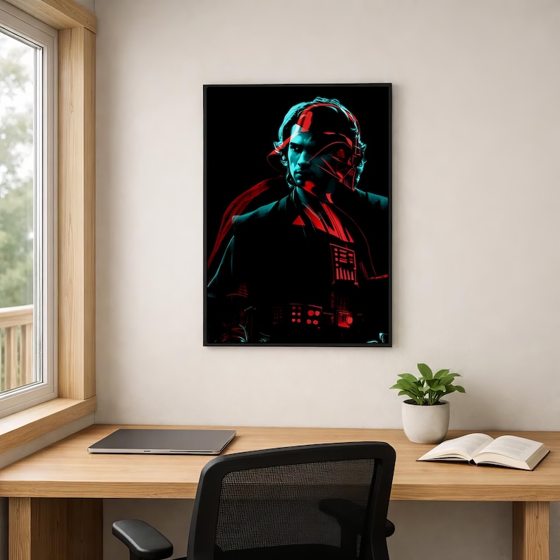 Anakin Skywalker Poster, Star Wars Darth Vader Wall Art, Neon Split ...