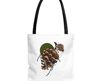 Pine Cone Illustration Tote Bag | Botanical Nature Print